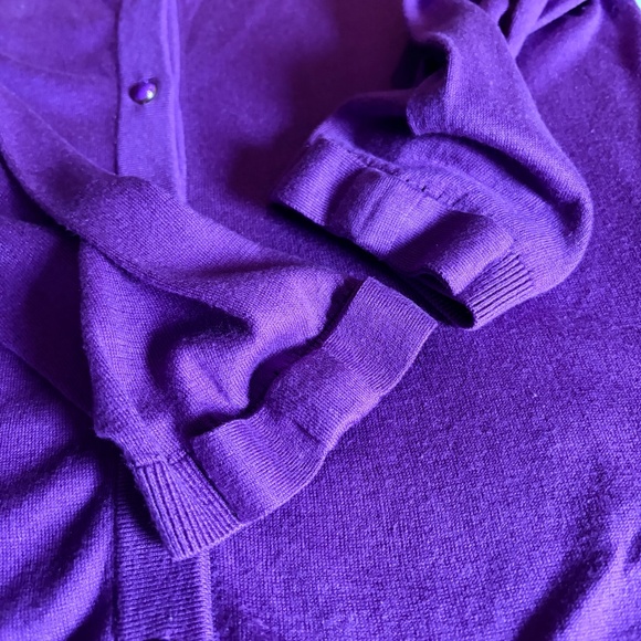 KATE SPADE LIVE COLORFULLY Woman's Purple Silk/Cotton Cardigan Sweater, Small - Picture 10 of 11